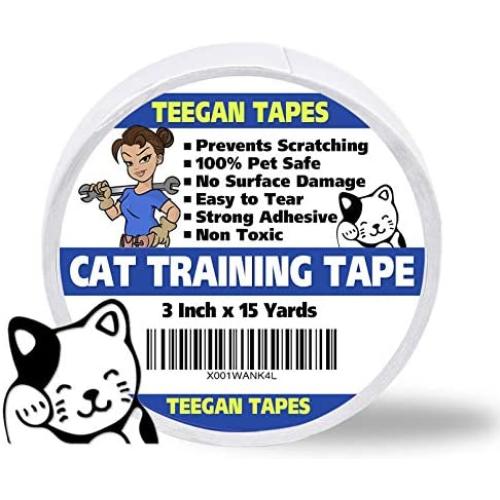 Cat Scratch Deterrent Tape | Clear Double Sided Tape | Anti Scratch | 3 In x 15 Yds | by Teegan Tapes