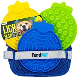 FondMO Lick Mat for Dogs, Dog Lick Pad 3PCS with A Storage Bag, Peanut Butter for Dogs for Bath and Shower, Slow Feeder Dog Licking Mat, Dog Anxiety Relief, Yogurt Plain, Lick Mat for Dog Nail Polish