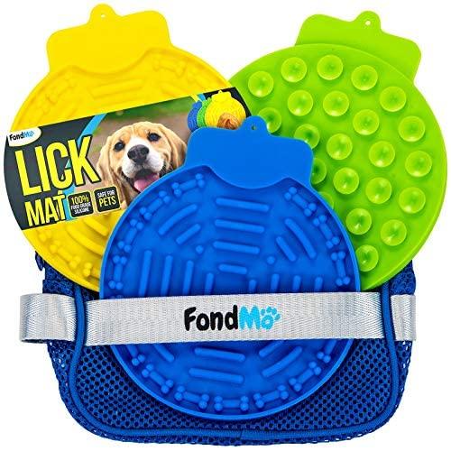 FondMO Lick Mat for Dogs, Dog Lick Pad 3PCS with A Storage Bag, Peanut Butter for Dogs for Bath and Shower, Slow Feeder Dog Licking Mat, Dog Anxiety Relief, Yogurt Plain, Lick Mat for Dog Nail Polish