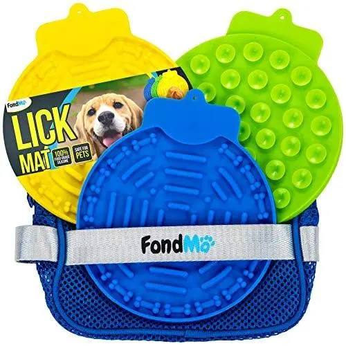 FondMO Lick Mat for Dogs, Dog Lick Pad 3PCS with A Storage Bag, Peanut Butter for Dogs for Bath and Shower, Slow Feeder Dog Licking Mat, Dog Anxiety Relief, Yogurt Plain, Lick Mat for Dog Nail Polish FondMO Lick Mat for Dogs, Dog Lick Pad 3PCS with A Storage Bag, Peanut Butter for Dogs for Bath and Shower, Slow Feeder Dog Licking Mat, Dog Anxiety Relief, Yogurt Plain, Lick Mat for Dog Nail Polish