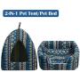 Hollypet Self-Warming 2 in 1 Foldable Comfortable Triangle Cat Bed Tent House, Navy Blue