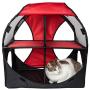 PET LIFE Kitty-Play Collapsible Travel Interactive Kitty Cat Tree Maze House Lounger Tunnel Lounge, One Size, Red and Black