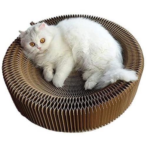 Cat cardboard bowl-type cardboard scratcher, cardboard cat scratcher, can be folded into multiple shapes, high-density corrugated paper scratcher, can be used for cat bed (with catnip) (bowl shape)