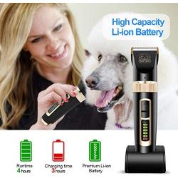 CAHTUOO Dog Clippers 2-Speed Heavy Duty Professional Pet Grooming Clippers Kit Rechargeable Cordless Quiet Pet Hair Shaver for Small and Large Dogs Cats and Other Pets