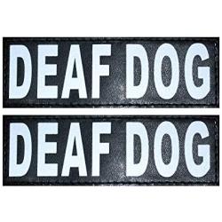 Doggie Stylz Set of 2 Reflective Deaf Dog Removable Patches with Hook Backing for Working Dog Harnesses & Vests. Durable and Interchangeable - Comes in 3 Sizes Small, Medium and Large