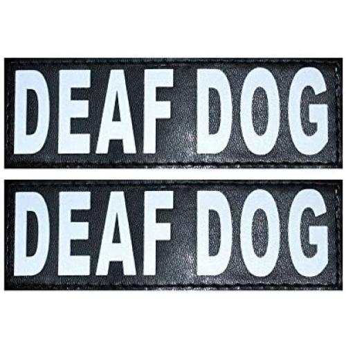 Doggie Stylz Set of 2 Reflective Deaf Dog Removable Patches with Hook Backing for Working Dog Harnesses & Vests. Durable and Interchangeable - Comes in 3 Sizes Small, Medium and Large
