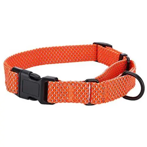 KOOWIN Slip Martingale Dog Collar & Dog Harness, Dog Leash with Reflective Strip, Orange/Grey