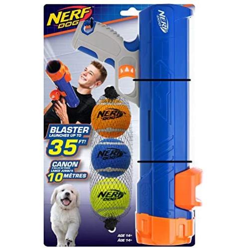 Nerf Dog Tennis Ball Blaster Dog Toy, Great for Fetch, Hands-Free Reload, Launches up to 50 ft, Balls Included, Assorted Sizes