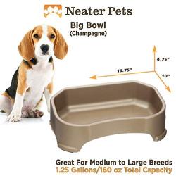 Neater Pet Brands Big Bowl - Extra Large Water Bowl for Dogs (1.25 Gallon Capacity) - Huge Over Size Pet Bowl - Champagne