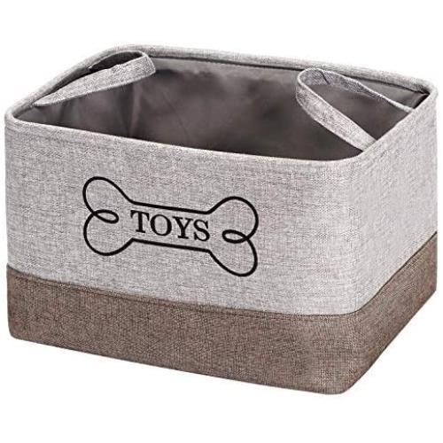 Geyecete Dog Toys Storage Bins Canvas Stitching pet Baskets,with Inside Handle,Organizer Storage Basket for Sorting Toys, Clothes and Books