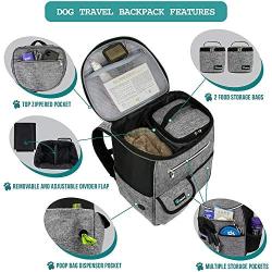 PetAmi Dog Travel Bag Backpack | Backpack Organizer with Poop Bag Dispenser, Multi-Function Pocket, Food Container Bag, Collapsible Bowl | Weekend Pet Travel Set for Hiking Overnight Camping Road Trip