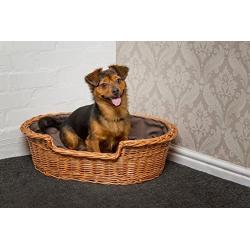 Prestige Wicker Dog Bed Basket with Cushion