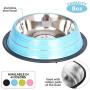 Iconic Pet Color Splash Stripe Stainless Steel Dog Food Bowl with Removable Non- Skid Ring makes it a Stable Puppy Water Bowl in Varying Sizes and Colors - Rust Free Feeding Bowl is Dishwasher Safe