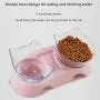 KNDJSPR Overhead Double Cat Bowl, 15° Tilting Pet Neck/Spine Protection, Anti-Slip Anti-Drop Anti-Vomiting Stress-Free Healthy Hygienic, for Bedroom Cattery KNDJSPR Overhead Double Cat Bowl, 15° Tilting Pet Neck/Spine Protection, Anti-Slip Anti-Drop Anti-Vomiting Stress-Free Healthy Hygienic, for Bedroom Cattery