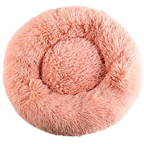 Donut Dog Bed Pet Bed Faux Fur Cuddler Round Comfortable Washable Dog and Cat Plush Nest Cushion Bed Improve Pet Sleeping