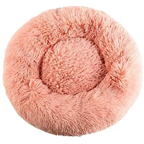Donut Dog Bed Pet Bed Faux Fur Cuddler Round Comfortable Washable Dog and Cat Plush Nest Cushion Bed Improve Pet Sleeping