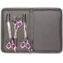 ShearsDirect 40 3 Tooth Blender Shear Set, Includes 8.0-Inch Straight, 8.0-Inch Curved and 7.0-Inch with Pink Rubber Handle for Added Comfort