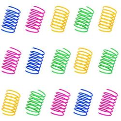 ISMARTEN 100 Pack Pet Wide Colorful Springs Cat Toys Plastic Coil Spiral Springs for Cat Kitten Pets (Random Color)