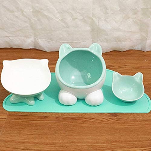 Xihouxian Cat Water Bowl Send Pad Cleaning Convenient Cat Bowl Ceramic Bowl Cat Food Set Rice Bowl C40
