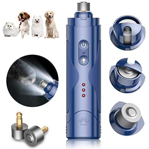 BOIROS Dog Nail Grinder, 3 Speed Pet Nail Grinder for Dogs, Electric Dog Nail Trimmer with LED Light, 3 Ports Cat Nail Grinder Rechargeable for Painless Paws Grooming for Large Small Medium Dogs Cats