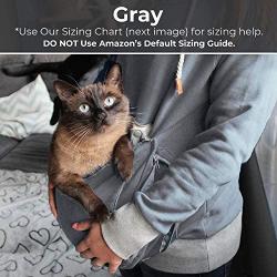 Pet Pouch Hoodie Small Pet Carrier - Dog Cat Pouch Hoodie Sweatshirt Kangaroo Pocket Holder - No Ears - Womens Fit