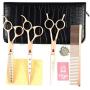 LILYS PET Professional PET Dog Grooming Scissors Cutting&Curved&Thinning Shears,Round Hole Design, Shark Teeth Thinning Scissor