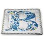 DayDayFun Letter B Dog Mat European Art Elements Floral B Letter in Alphabet Natural Inspirations Various Styles and Sizes of Pet Mats Blue Yellow Orange