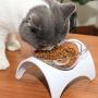 taomu Elevated Cat Food Bowls Neck Protection Raised Pet Food and Water Bowls Wide Dish Non Slip with Raised Stand for Puppy Dogs Cats(White)