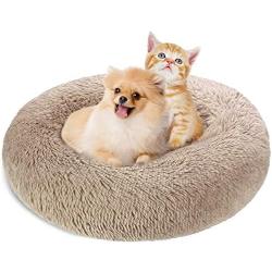 KROSER 24''/32''/40'' Donut Dog Cat Bed Self-Warming & Washable Round Bed Deluxe Soft Plush Cushion Pet Bed