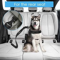 SlowTon 2 Pack Dog Seat Belt, Latch Bar Attachment Dog Car Seatbelt Metal Buckle Vehicle Seatbelt for Small Medium Large Dogs Elastic Belt Tether for Dog Harness Adjustable Pet Safety Leads