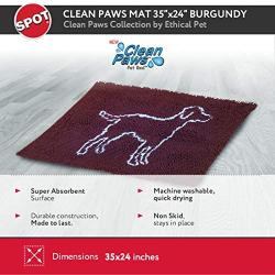 SPOT Clean Paws - Chenille Microfiber Dog Door Mat - 35X24 Inches/Attractive, Durable, Super Absorbent, Washable. by Ethical Pets, Burgundy (50013)