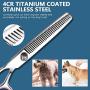 Dog Grooming Scissors 6PCS, Stainless Steel with Safety Round Tip Thinning Straight Curved Shears and Combing Kit for Cat Pet