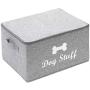 Geyecete Canvas Fabric Pet Toy Bin and Accessory Storage Bin with Lid and Zipper, Collapsible Organizer Storage Basket