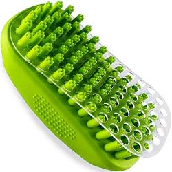 Metopets Dog Bath Brush, Dog Shampoo Shower Brush with Hair Removal Screen, Pet Dog Bath Scrubber with Rubber Bristles for Grooming Washing Deshedding Massaging
