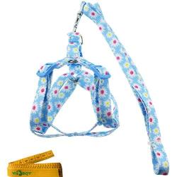 Wiz BBQT Adjustable Breakaway Flower Printed Dog Cat Pet Harness and Leash Set for Dogs Cats Pets