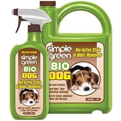 Simple Green Bio Dog Active Stain & Odor Remover - Enzyme Cleaner & Stain Remover for Carpet, Rugs & Fabric – eliminates Urine Odor (32 oz Spray & 1 gal Refill)