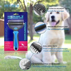 HSpet-HOME Pet Grooming Tool- 2 Sided Undercoat Rake for Dogs &Cats-Safe and Effective Dematting Comb for Mats&Tangles Removing-No More Nasty Shedding or Flying Hair