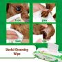 PUPTECK Pet Grooming Wipes for Dogs & Cats - 8.3''x8'' Hypoallergenic Cleaning Wipes for Ears/Eyes/Face/Butt/Paw/Body, Fragrance-Free, Earth-Friendly, 80 Counts per Pack, Multi Packs