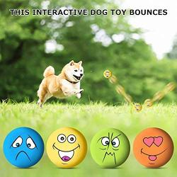 Dog Squeaky Balls Toy Rubber Funny Emoji Face Soft Bouncy Chewing Squeaky Fetch Balls Toy Puppy Fetch Play Toy for Small Medium Pet Dog Cat 6PCS