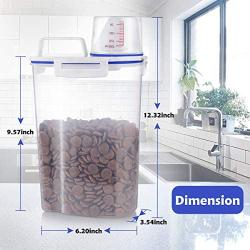 Kytely Upgraded Airtight Pet Food Storage Container, Small Dog Food Container with Measuring Cup, Cat Food Container with Pour Spout, 4 Seal Buckles Food Dispenser for Regular Food, Dogs, Cats, Birds