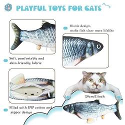 Electric Flopping Fish Cat Toy, USB Rechargeable Realistic Moving Fish Funny Interactive Toy Simulation Fish for Pet Cat Kitten Chewing Kicking Perfect for Having Fun Exerciser Playing