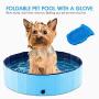 PetFere Foldable Pet Swimming Pool, Folding Kiddie Pool Pet Bathing Tub Playing Water Pond with a Pet Grooming Glove for Dogs Cats(39.4inch.D, 11.8inch.H)