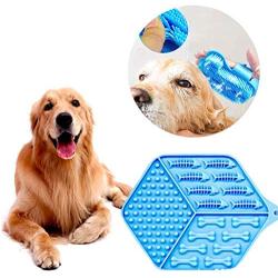 SNE Dog Lick Pad and Dog Grooming Brush Bundle, Dog Lick Mat and Bath Brush for Dogs and Puppies, Reusable and Washable Silicone Dog and Puppy Training Kit