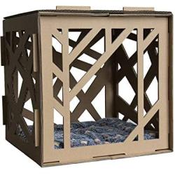 Cardboard Cat House for Indoor - Decorative Cat Hideaway Box Playhouse Toy Pet Lounge Made of Recyclable Cardboard