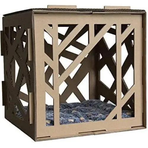 Cardboard Cat House for Indoor - Decorative Cat Hideaway Box Playhouse Toy Pet Lounge Made of Recyclable Cardboard Cardboard Cat House for Indoor - Decorative Cat Hideaway Box Playhouse Toy Pet Lounge Made of Recyclable Cardboard