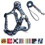 QQPETS Dog Harness Leash Set,Adjustable Vest Durable Heavy Duty Puppy Small Medium Large Dogs Perfect for Walking Running Training Bone Pattern