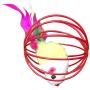 ocijf179 6.5cm Ball Cage Inner Mouse Cat Kitten Feather Playing Game Toy Pet Supplies - Random Color