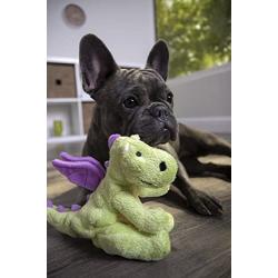 goDog Dragon With Chew Guard Technology Tough Plush Dog Toy, Lime, Small