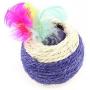 uxcell Plastic Ball Shape Pet Cat Straw Rope Coated Toy, Beige