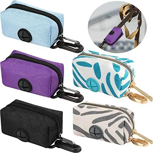 Shappy 5 Pieces Dog Poop Waste Bag Holder, Dog Bag Holder with Metal Buckle for Leash Attachment for Outdoor Walking Running or Hiking, 5 Colors Shappy 5 Pieces Dog Poop Waste Bag Holder, Dog Bag Holder with Metal Buckle for Leash Attachment for Outdoor Walking Running or Hiking, 5 Colors